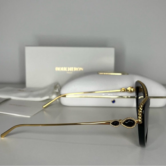 Boucheron NWT Embellished Cat Eye Sunglasses BC0140S 001 Black/Gold - Picture 5 of 12